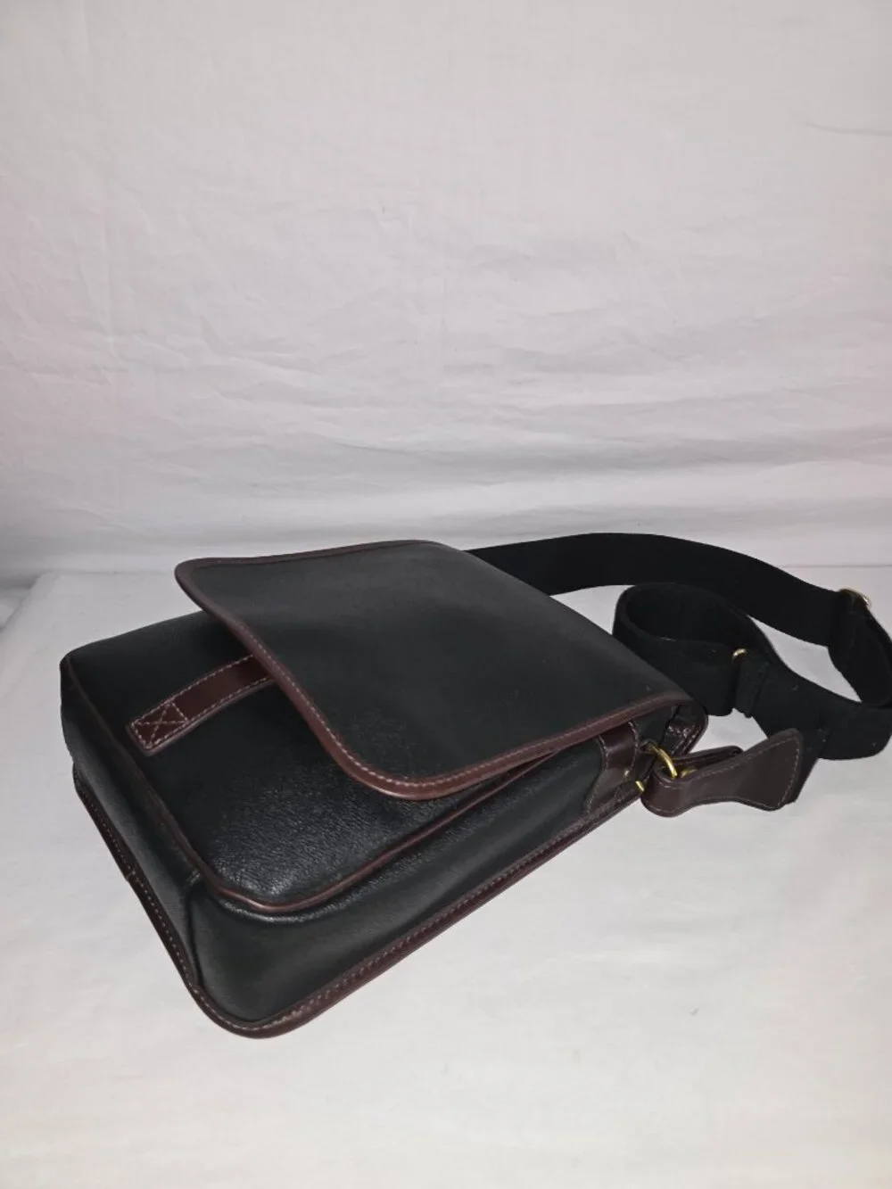 Vtg Mulholland Endurance Black Coated Canvas Convertible Top Handle Crossbody